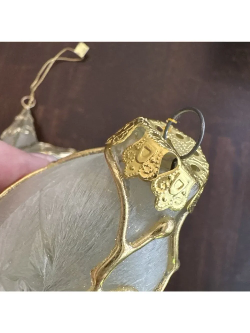 Vintage Star/Oval Capiz Shell Ornaments Christmas 3D Gold Tone Filigree Philipin